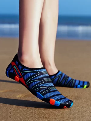 Men Striped Pattern Creek Shoes, Polyester Sporty Sneakers For Beach