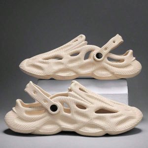 Men’s Fashionable And Casual Hollow Out Sandals, Beach Shoes, Korean Style Trend Outdoor Slippers For Home