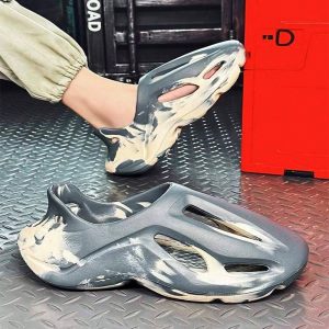 Men’s Hollow Out Design Breathable Slippers With Anti-Skid Sole, Perfect For Outdoor Activities On Beach Or Summer Days