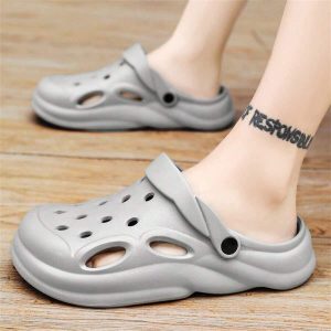 Men’s Hollow Out Thick Bottom Beach Shoes, Outdoor, Anti-Slip, Wear-Resistance, Height Increasing, Soft Sandals