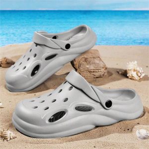 Men’s Hollow Out Thick Bottom Beach Shoes, Outdoor, Anti-Slip, Wear-Resistance, Height Increasing, Soft Sandals